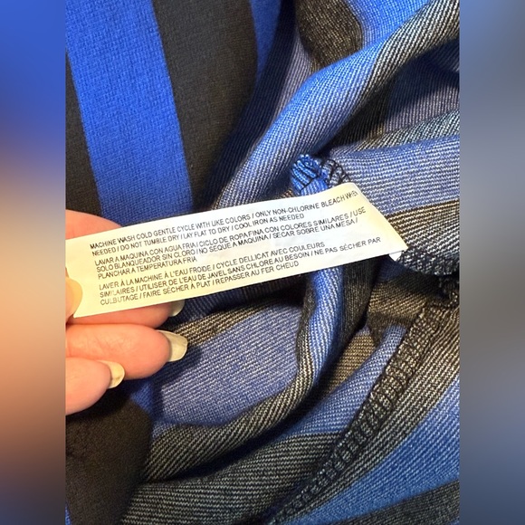 Eloquii Blue and Black Striped Long Sleeve Dress - Picture 14 of 15